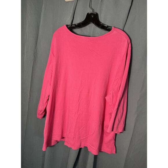 Quacker Factory Pink Christmas Tree Top Women’s XL – Rhinestone Holiday Shirt - Picture 4 of 4